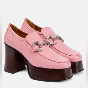 Gucci Pink Platform Loafers